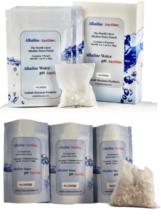 Alkaline Anytime Filter Bundle: Worlds Best Alkaline Water- 3 Pack of 30g and 3 Pack of 100g, Fit Any Container -9.5pH + Ionized Electrolytes