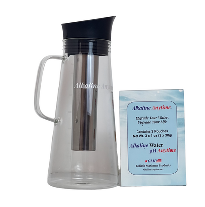 Alkaline Water Filter Pitcher with Infuser, Glass Pitcher with Lid 1.5L | 9.5 pH Alkaline Filters | Tea Pitcher | Borosilicate Glass | Infuser Pitcher